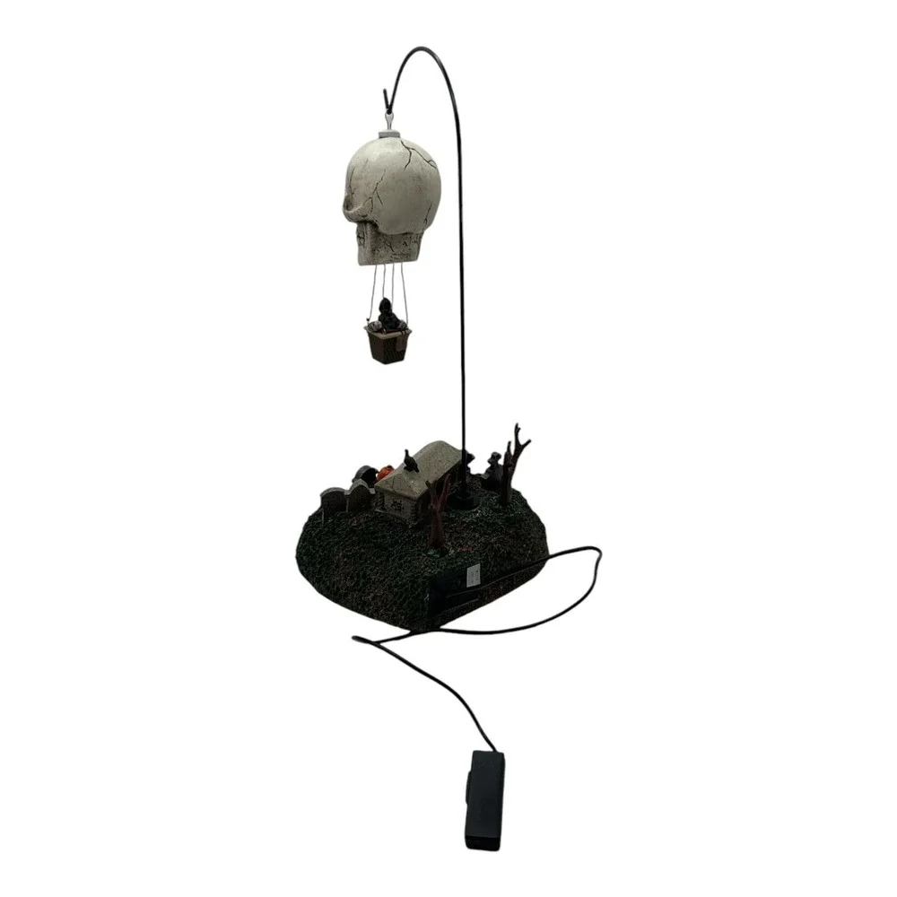 Lemax Spooky Town Grim Reaper's Landing Halloween Skull Balloon Light Up Rotates